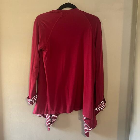 Market Spruce Women's Bold Red Reversible Waterfall Open Front Cardigan, Medium - Picture 2 of 8